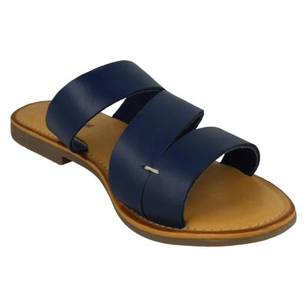Leather Collection Ladies Leather Collection Flat Strappy Mules F00350