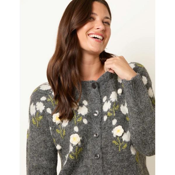 Blue Vanilla Floral Knit Button Front Cardigan