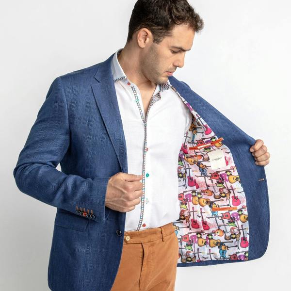 HERRINGBONE LIGHTWEIGHT LINEN SUMMER JACKET – Premium Men's Patterned Shirt by Claudio Lugli | Bold Design, Tailored Fit, Best Printed Shirts
