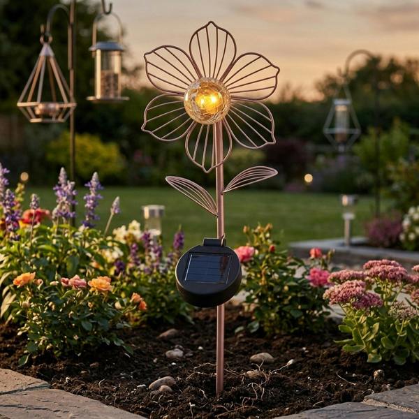 Garden Greatness Lunaria Peony Solar Flower Stake Light