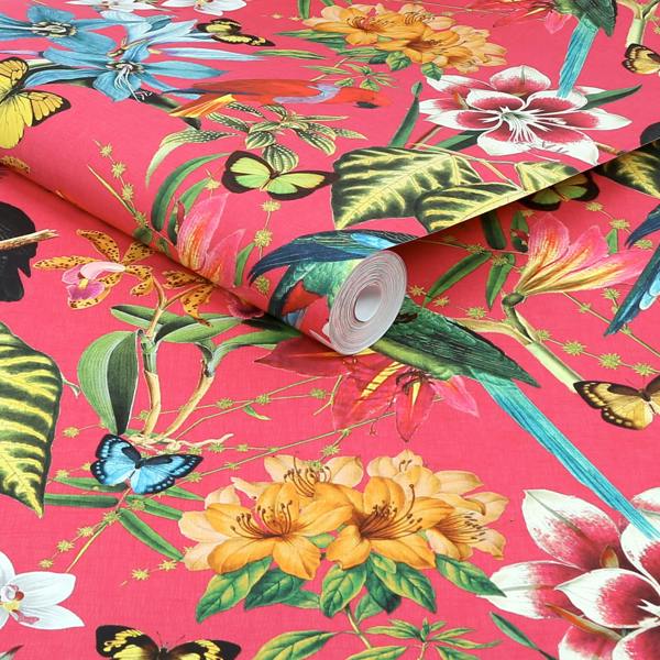 Envy Paradiso Floral Wallpaper - Hot Pink - 10m