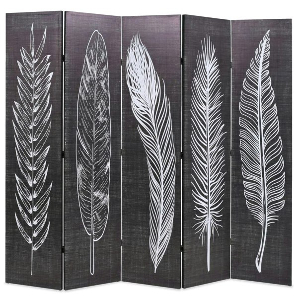 Berkfield Folding Room Divider 200x170 cm Feathers Black and White