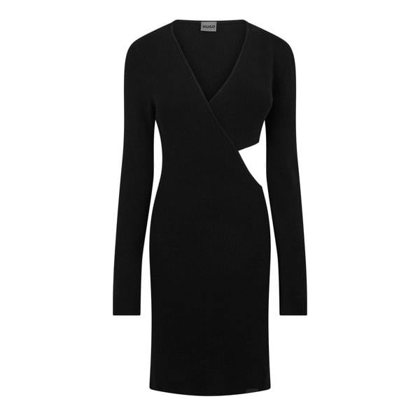 Hugo Womens/Ladies Skelletty Long-Sleeved Mini Dress - Black - 