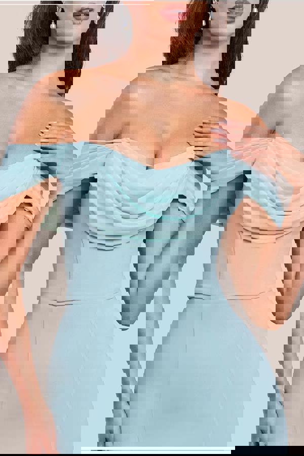 Chiffon Bardot Cowl Neck Maxi Dress - Sage Green DR2781A