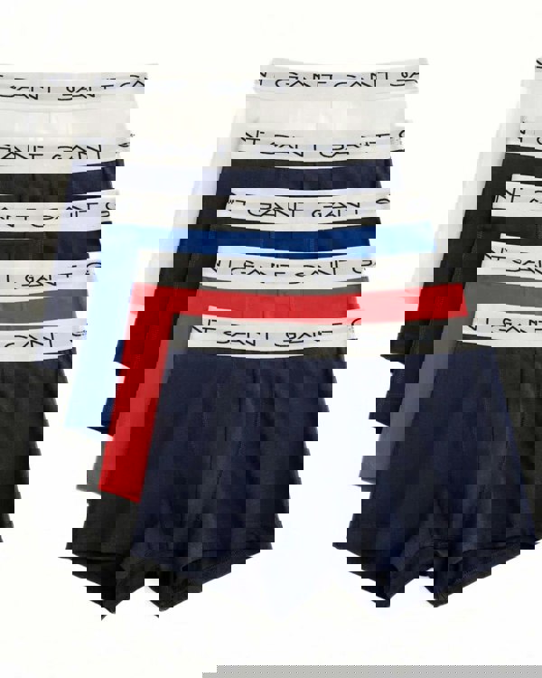 GantTrunks 5 - pack5 - Pack White Waistband Boxer Trunks, Red/White/Navy/Blue/BlackBoxers - and - Briefs.net