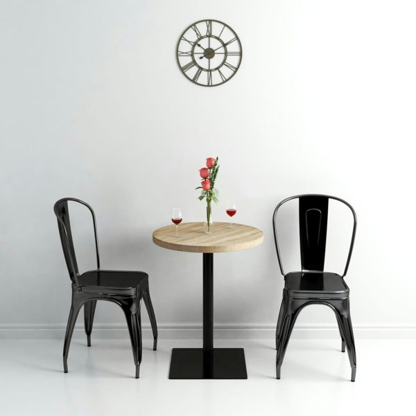 Berkfield Bistro Table MDF and Steel Round 60x75 cm Oak Colour