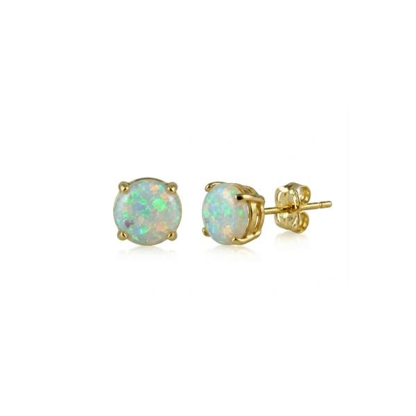 Spero London 9Ct Solid Gold White Natural Opal Stud Earrings