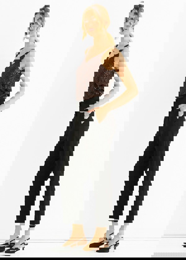 Gini London Black Ankle Grazer Cigarette Tailoring Trousers