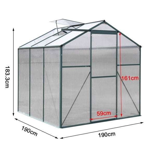 6' x 6' ft Garden Hobby Greenhouse Green Framed with Vent Greenhouse Living and Home