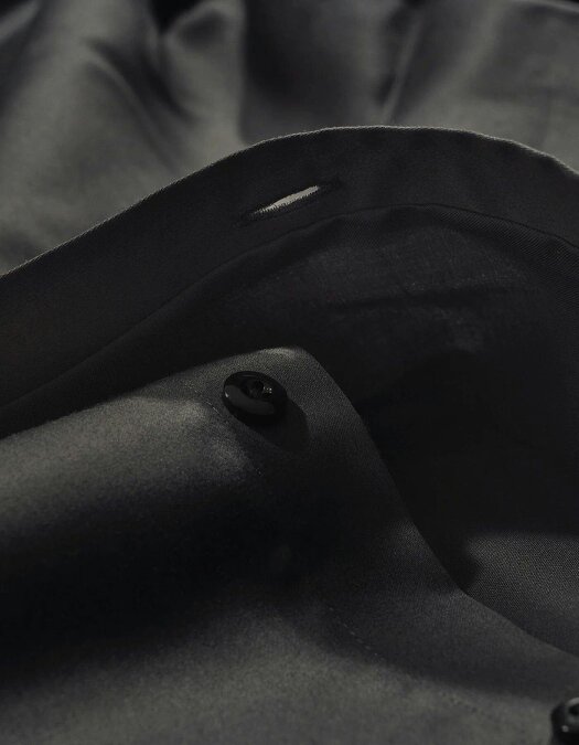 Men's Charcoal Plain Satin Dress Shirt