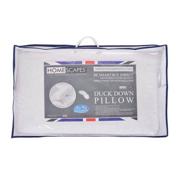 HOMESCAPES White Duck Down Pillow