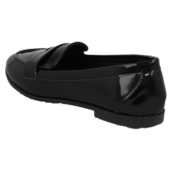 Spot On Ladies Spot On Flat Loafer Saddle Trim Wide Fit Shoes F80561