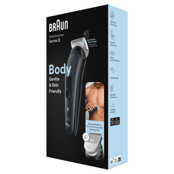 Braun Body Groomer Series 3 3350, Body Groomer For Men, Gentle Full-Body Manscaping