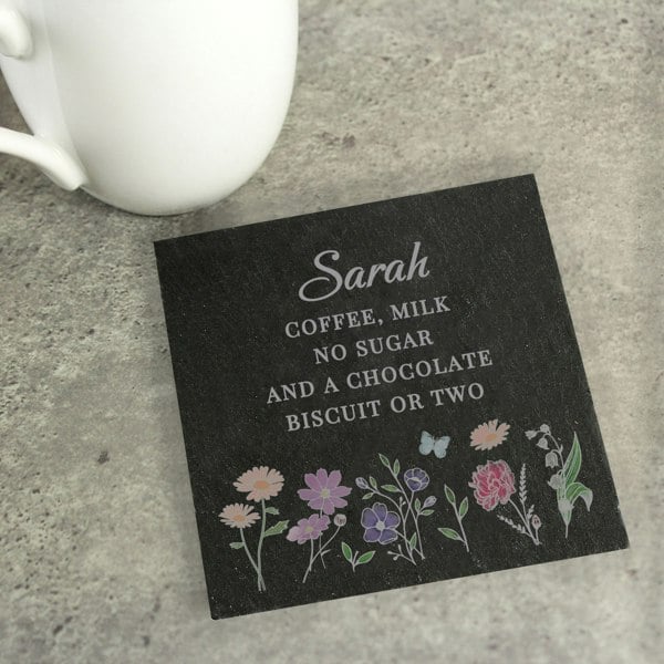 Personalised Memento Company Personalised Wild Flowers Slate Coaster