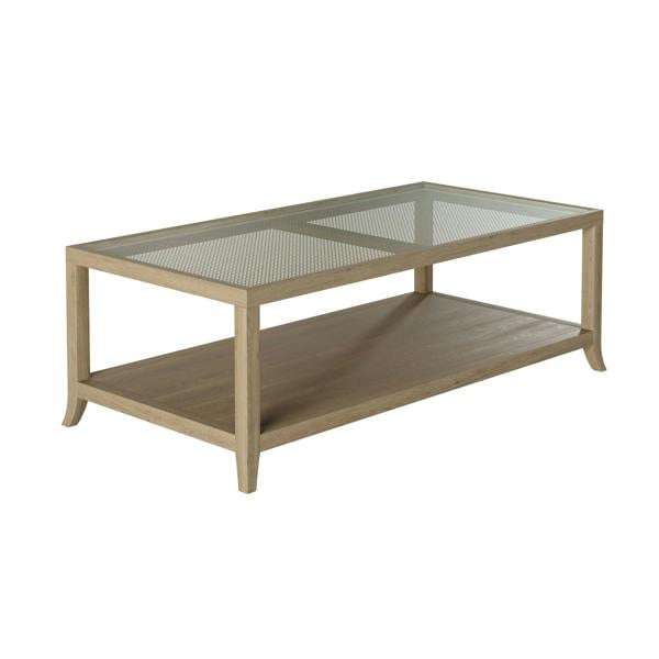 Wyld Haus Portugal Natural Oak and Cane Glass Top Coffee Table