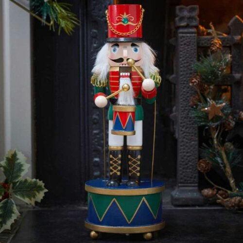 Samuel Alexander 30cm Musical Christmas Drummer Wooden Nutcracker Decoration