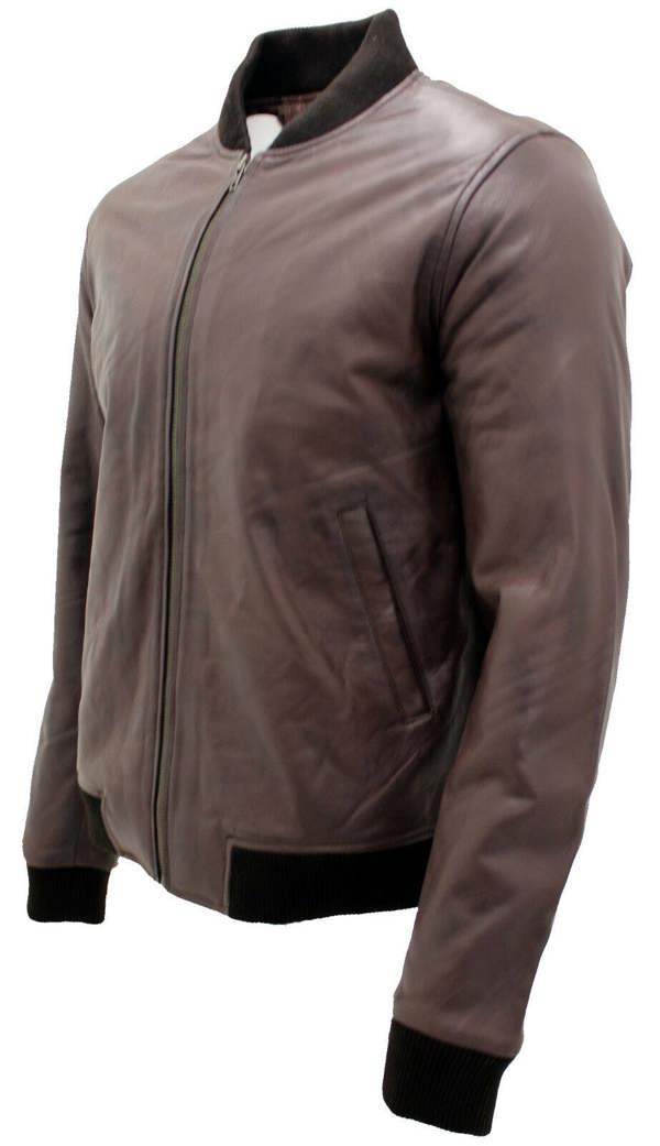 Infinity Leather Mens Varisty Classic Leather Bomber Jacket