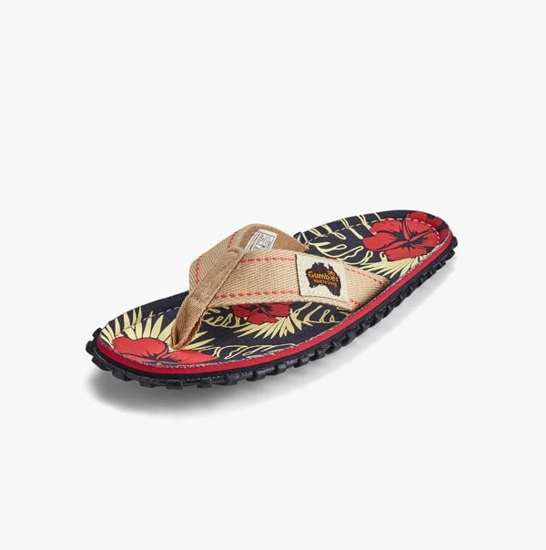 Gumbies ISLANDER Unisex Recycled Flip-Flops Denim Hibiscus