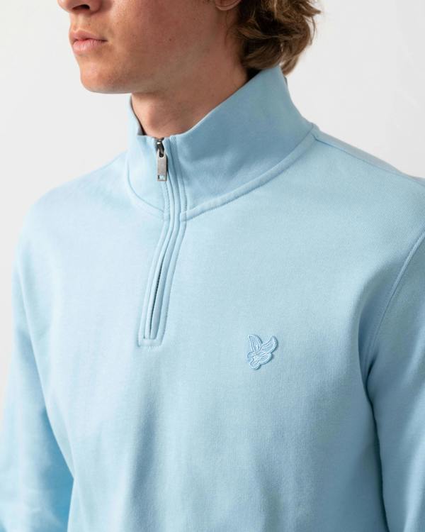 Lyle & Scott Superfine Mens Quarter Zip Sweatshirt - Y075 Airy Blue