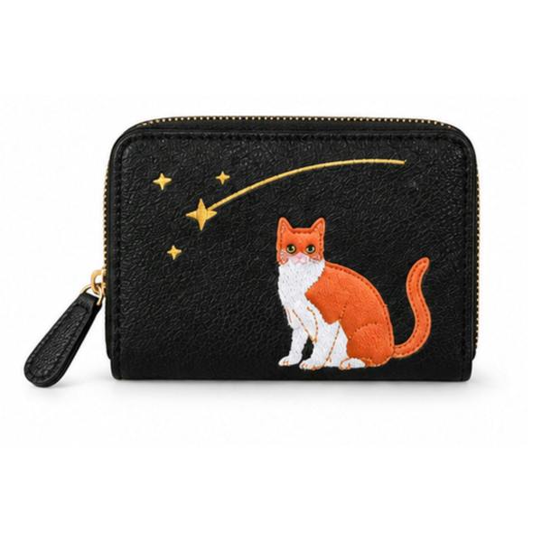 Fores Collection Cat & Butterfly Embroidered Zip Around Purse