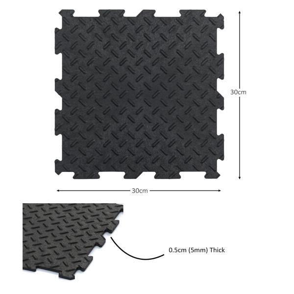 Nicoman Alpha Tile Interlocking Recycled Rubber Floor Tile 30cm x 30cm