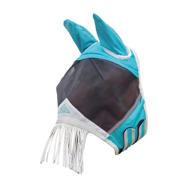 Shires Fine Mesh Horse Fly Mask With Ears & Nose Fringe - Teal