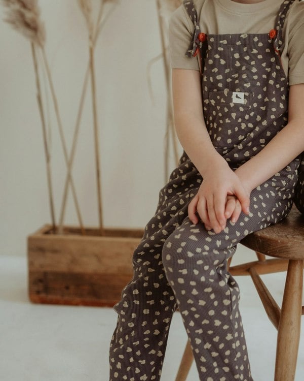 organic cotton Charcoal Grey Animal Print Dungarees - image 2