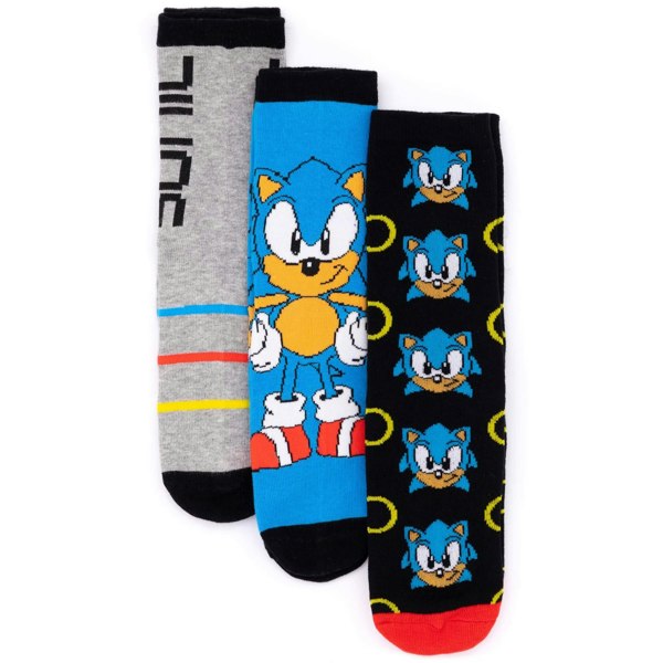 Sonic The Hedgehog Unisex Adult Socks (Pack of 3) - Blue/Black/Grey