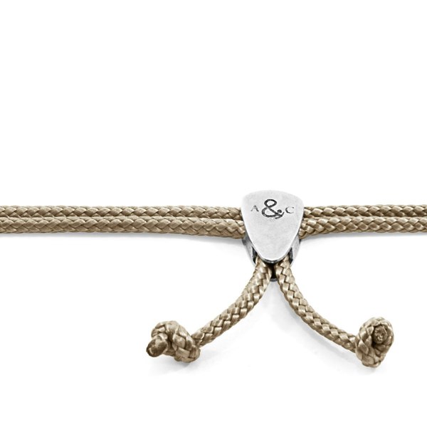 Sand Brown Pembroke Silver and Rope Bracelet