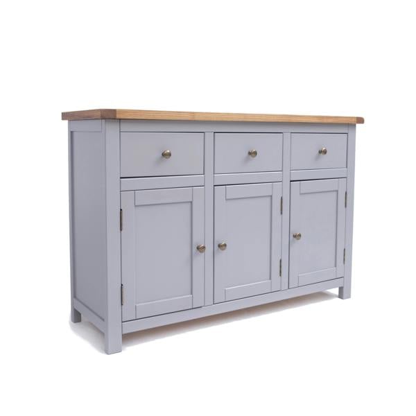 Mirano Grey 3 Drawer 3 Door Sideboard Brass Knob