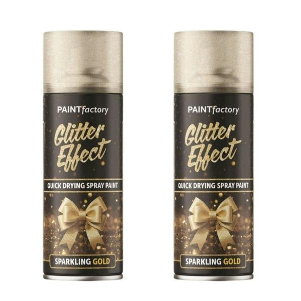 Paint Factory 2X -  Gold Glitter Effect Spray Paint 400ml