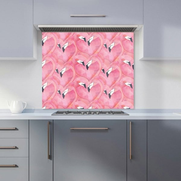 Warren Reed - Designer Watercolour Flamingo Hearts Kitchen Splashback