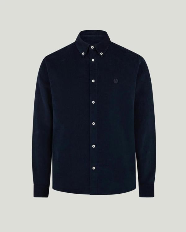 Belstaff Mens Cotton Corduroy Street Shirt - Dark Ink | CHO | Designer Mens Long Sleeve Shirts