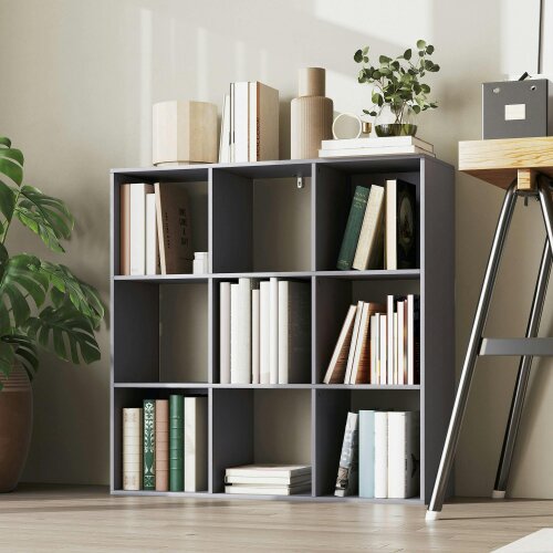 Wyld Haus Royore Wooden Grey 9 Cube Storage Bookcase