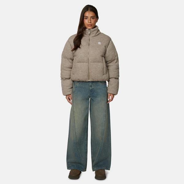 Good For Nothing Taupe Knitted Padded Jacket - Taupe Image 4