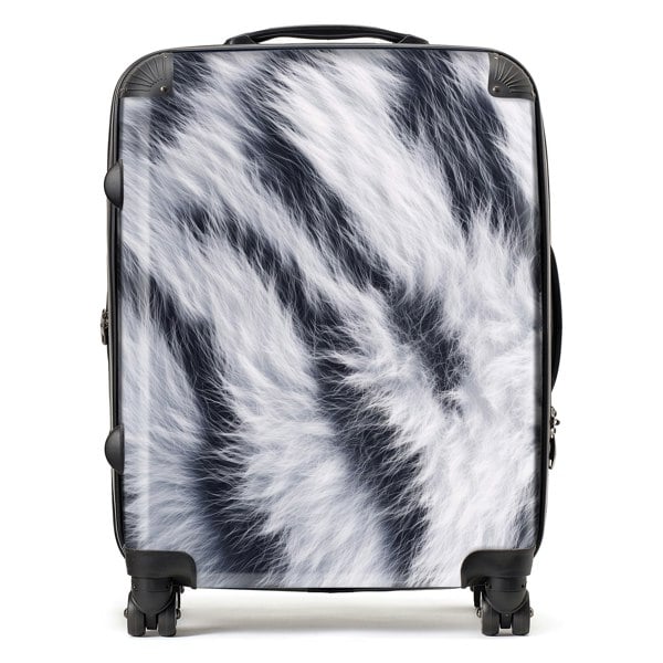 Warren Reed White Tiger Fur Print Suitcase