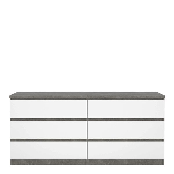 Wyld Haus Budapest Concrete Effect and White Wooden Wide Chest 6 Drawers