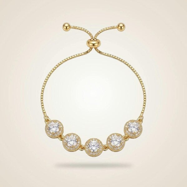 The Colourful Aura Large Round Zircon Adjustable Sliding Bracelet