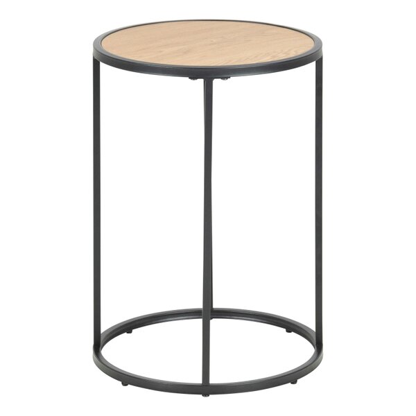Wyld Haus El Paso Black Metal and Wild Oak Veneer Small Round Side Table