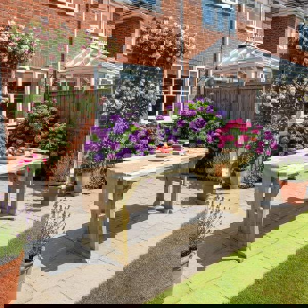 Arbor Garden Solutions Hollies Wooden Garden Table, Outdoor Picnic Dining Desk