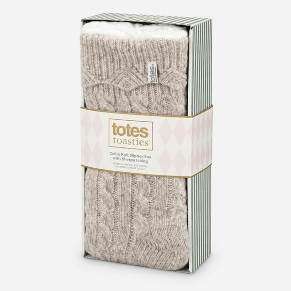 Totes TEXTURE SLIPPER SOCKS Slipper Socks Slipper Socks   in  Cream