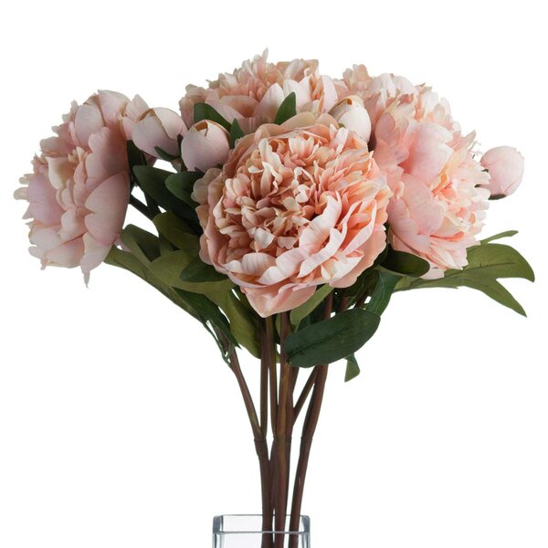 Wyld Haus Set of 3 Artificial Flowers Peach Peony Rose Stem