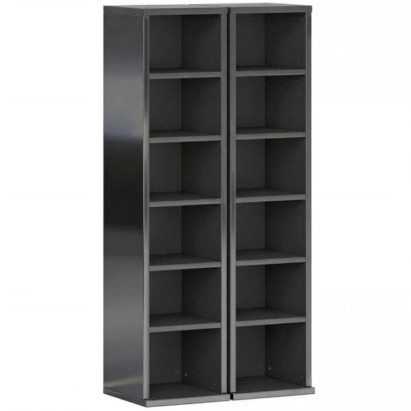 Bobobiy Set of 2 CD Media Display Shelf Unit Tower Rack with Adjustable Shelves, High Gloss Black