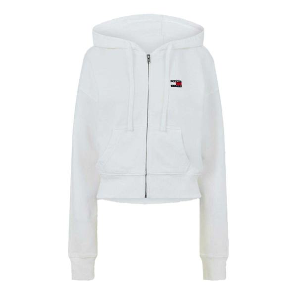 Tommy Jeans Womens/Ladies Cropped Regular Full Zip Hoodie - Ecru - 