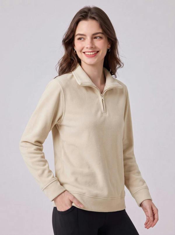 Anniou Women's Fleece Pullover Sweatshirt - khaki