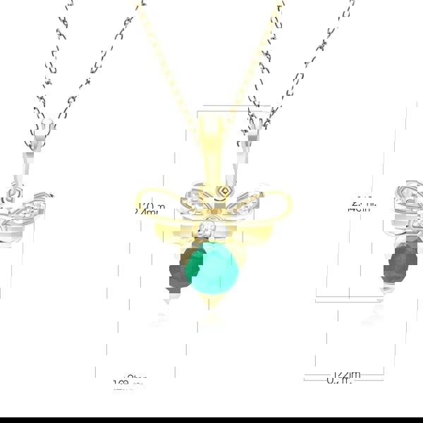 Honeycomb Inspired Emerald and Diamond Bee Pendant Necklace in 9ct Yellow GoldDimensions  135P2123029