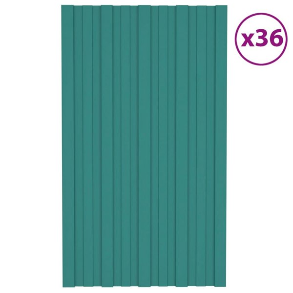 Berkfield Roof Panels 36 pcs Galvanised Steel Green 80x45 cm