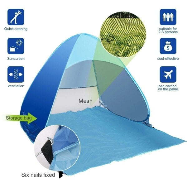 HYGRAD BUILT TO SURVIVE Pop Up Portable Beach Canopy Sun Shade Shelter Outdoor Camping Fishing Tent Mesh