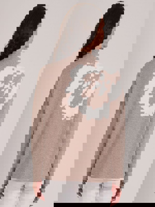 VIZ-A-VIZ Floral Jacquard Funnel Neck Jumper