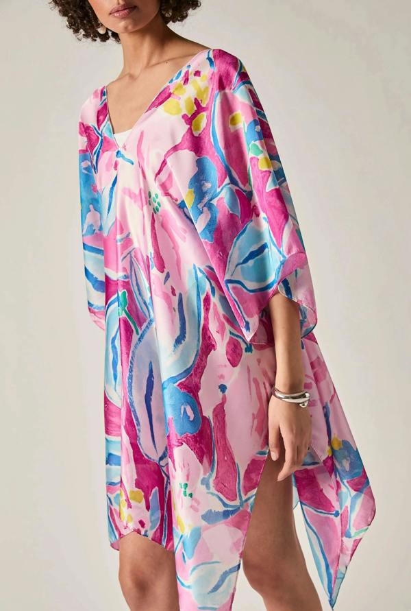 James Lakeland Pink Abstract Floral Kaftan